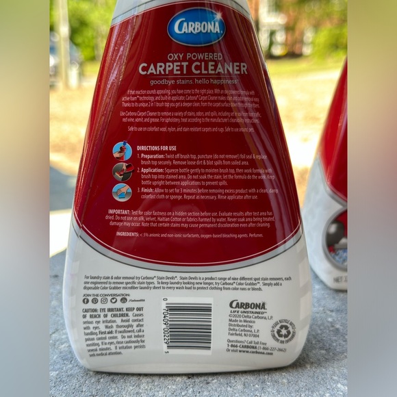 NEW (2) Carbona 2 in 1 Oxy Powered Carpet & Upholstery Cleaner Stain Remover - Picture 4 of 4